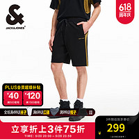 杰克·琼斯（JACK&JONES）春夏舒适潮百搭宽松立体感字母胶印装饰休闲短裤男裤22429F042 E40 黑色 185/88A/XLR