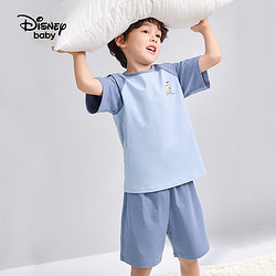 Disney 迪士尼 儿童男女童睡衣短袖套装可爱卡通家居两件套23夏DB321XX03蓝140