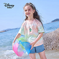 Disney 迪士尼 童装儿童女童短袖T恤凉感吸湿透气舒适上衣24夏DB321BE32粉120