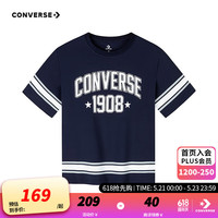 Converse匡威儿童套装男童T恤短袖短裤2024夏季薄款中大童夏装运动2件套 藏青蓝 110/56