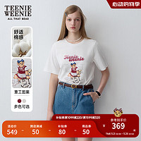 Teenie Weenie小熊女装2024美式复古运动大熊图案短袖T恤打底 白色 165/M
