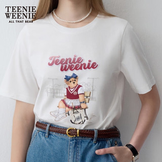 Teenie Weenie小熊女装2024新款美式复古运动大熊图案短袖T恤打底