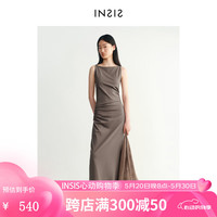 INSISFEMME 法式复古凉感针织夏一字领吊带修身T恤连衣裙 西雅图紫 S