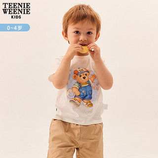 Teenie Weenie Kids小熊童装男宝宝24年夏季款帅气印花圆领短袖T恤 灰色 90cm