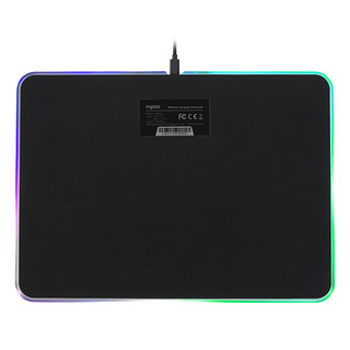 雷柏（Rapoo）V10RGB 鼠标垫 幻彩RGB背光 磨砂表面纹理 防滑底面 支持Qi无线充电 过充保护 黑色