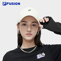 FILA 斐樂 FUSION斐樂潮牌情侶款棒球帽2024夏新款運動帽遮陽帽軟頂帽 淺米白色-IV XS