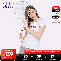 ELLE Active 纯棉短袖T恤女夏季时尚字母印花简约百搭运动休闲修身圆领上衣 白色 M