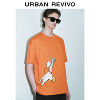 URBAN REVIVO 男装潮流休闲创意图案棉质短袖T恤 UMV440076 橙色 S
