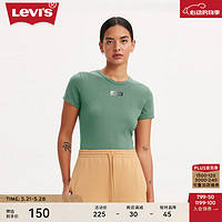 Levi's李维斯24春季女士LOGO印花短袖T恤休闲百搭简约时尚 绿色 17944-0047 XS