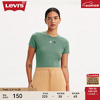 Levi's李维斯24春季女士LOGO印花短袖T恤休闲百搭简约时尚 绿色 17944-0047 S