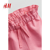 H&M HM童装女婴幼童裤子2024夏季新款柔软舒适褶边棉质短裤1239488
