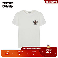 Teenie Weenie小熊2024年夏季圆领短袖T恤宽松时髦休闲女上衣 象牙白 155/XS