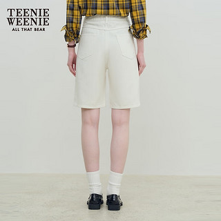 Teenie Weenie小熊女装2024年夏季宽松直筒牛仔短裤休闲通勤风 象牙白 165/M