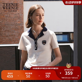 Teenie Weenie小熊女装2024夏装小香风西装领知性短袖T恤上衣 乳白色 165/M