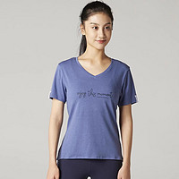 移动端：DECATHLON 迪卡侬 运动t恤女健身V领瑜伽服透气宽松短袖上衣-4048005