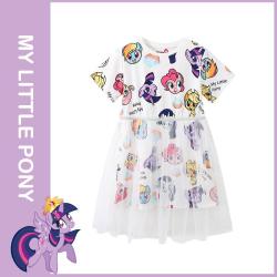 My Little Pony 小马宝莉 女童连衣裙夏装小马宝莉可爱印花网纱拼接儿童裙子女孩公主裙