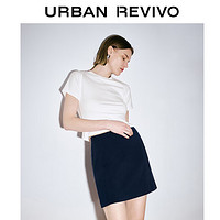 URBAN REVIVO 女装简约基础百搭修身棉质T恤衫 UWJ440033 本白 M