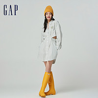 88VIP：Gap 盖璞 女装2024春季新款条纹镂空收腰logo连衣裙学院风衬衫裙876122