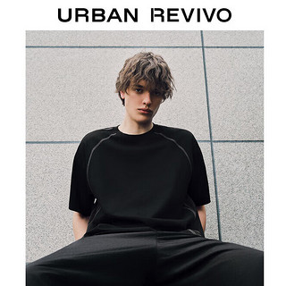 URBAN REVIVO 【都市趣野】2024夏季男装撞色圆领短袖T恤UL440071 黑色 M