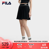 FILA 斐乐 官方女士梭织裙2024夏季时尚休闲基础百褶裙半身裙