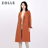 ZOLLE因为秋季新款纯色百搭女风衣双排扣显瘦中长款外套简约上衣