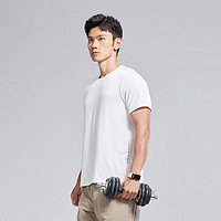 移动端：ZHIZHE 制者 运动T恤男跑步健身透气速干衣夏季圆领弹力上衣薄款快干短袖 白色 S