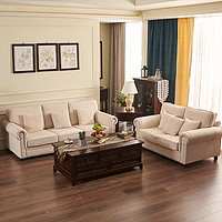 SHYHO 熙和 美式复古客厅沙发布艺组合三人位单人位现代简约小户型沙发