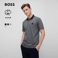 BOSS（服装） BOSS男士春夏徽章装饰牛津棉短袖Polo衫 404-深灰色