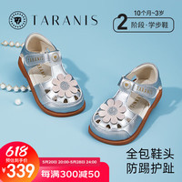 泰兰尼斯2024夏季女童包头儿童凉鞋机能软底宝宝鞋儿童洋气公主鞋 星光银 21码 内长14.0适合脚长13.3~13.7cm