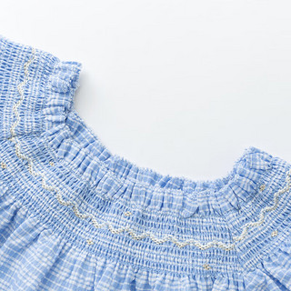 迷你巴拉巴拉女童短袖衬衫24夏季宝宝甜美法式田园风柔软儿童上衣 蓝白色调00481 110cm