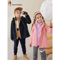 暇步士童装儿童外套男童风衣女童风衣2022年冬季男女大童简约纯色时尚风衣外套可拆卸两件套 藏蓝 140cm