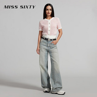 MISS SIXTY2024夏季针织外套女法式小香风拼色气质高级感上衣 浅粉 S