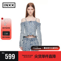 英克斯(inxx)时尚潮流一字领露肩牛仔外套女XXE2140308 牛仔蓝色 L