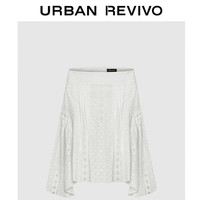 URBAN REVIVO 女士森系少女感蕾丝刺绣短款A字半身裙 UWH540034  本白  XS