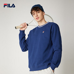 FILA 斐乐 冬款圆领长袖男款卫衣舒适上衣套头衫运动服欧版 藏蓝色 M