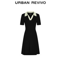 URBAN REVIVO 女士复古气质撞色修身针织连衣裙 UWG940192
