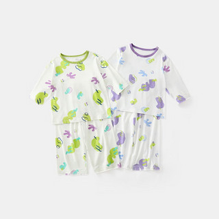 齐齐熊（ciciibear）儿童睡衣套装夏季薄款男女童家居服宝宝空调服 暮光紫 73cm