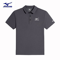 Mizuno 美津浓 户外短袖t恤男夏季商务polo衫翻领速干冰丝打底衫半袖男 深灰色 XL