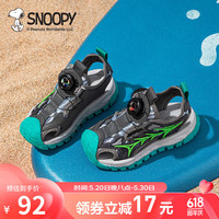SNOOPY史努比童鞋男童凉鞋夏季新款中大童旋转扣沙滩鞋运动时尚包头凉鞋