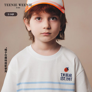 Teenie Weenie Kids小熊童装24夏季男童纯棉渐变色条纹短袖T恤 橙色 1