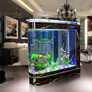 乐优派LOVE YOU PET头鱼缸水族箱大型金鱼缸1.2米1.5米隔断生态玻璃鱼缸吧台 A款100×40×126瓷白