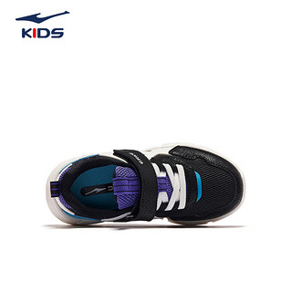 鸿星尔克（ERKE）童鞋小童滑板鞋儿童经典拼接魔术贴运动鞋正黑/信号紫29