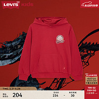 Levi's 李维斯 24春季男童连帽卫衣国潮新年红色 红色 常规 适合身高140cm S