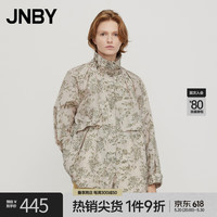 JNBY江南布衣秋季风衣女宽松简约植物花卉印花立领短款插肩袖宽松5M1902070 390/中杂绿 M