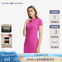 TOMMY HILFIGER【透气舒适】女装珠地网眼五粒扣修身显瘦连衣裙24973/27949 莓粉色TP1 L  ：120/130斤 L ：120/130斤