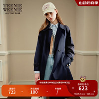 Teenie Weenie小熊春装学院风复古简约时髦风衣长款外套女