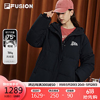 FILA 斐樂 FUSION斐樂潮牌羽絨服女2023冬時尚寬松休閑連帽上衣?