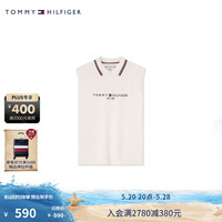 TOMMY HILFIGER24春夏童装女简约刺绣无袖镶边POLO针织衫TH2422820 白色658 5/110cm