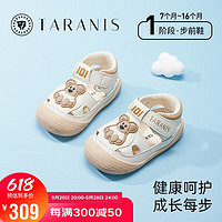 TARANIS 泰兰尼斯 101夏季婴儿凉鞋男童女宝宝软底步前鞋 白/杏 16码