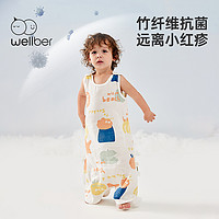 88VIP：Wellber 威尔贝鲁 婴儿睡袋夏季宝宝一体式竹棉纱布背心新生儿防踢被子薄款